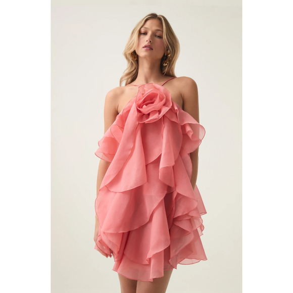 Aje Pandorea Layered Mini Dress Washed Coral Size US 6 - Picture 5 of 13